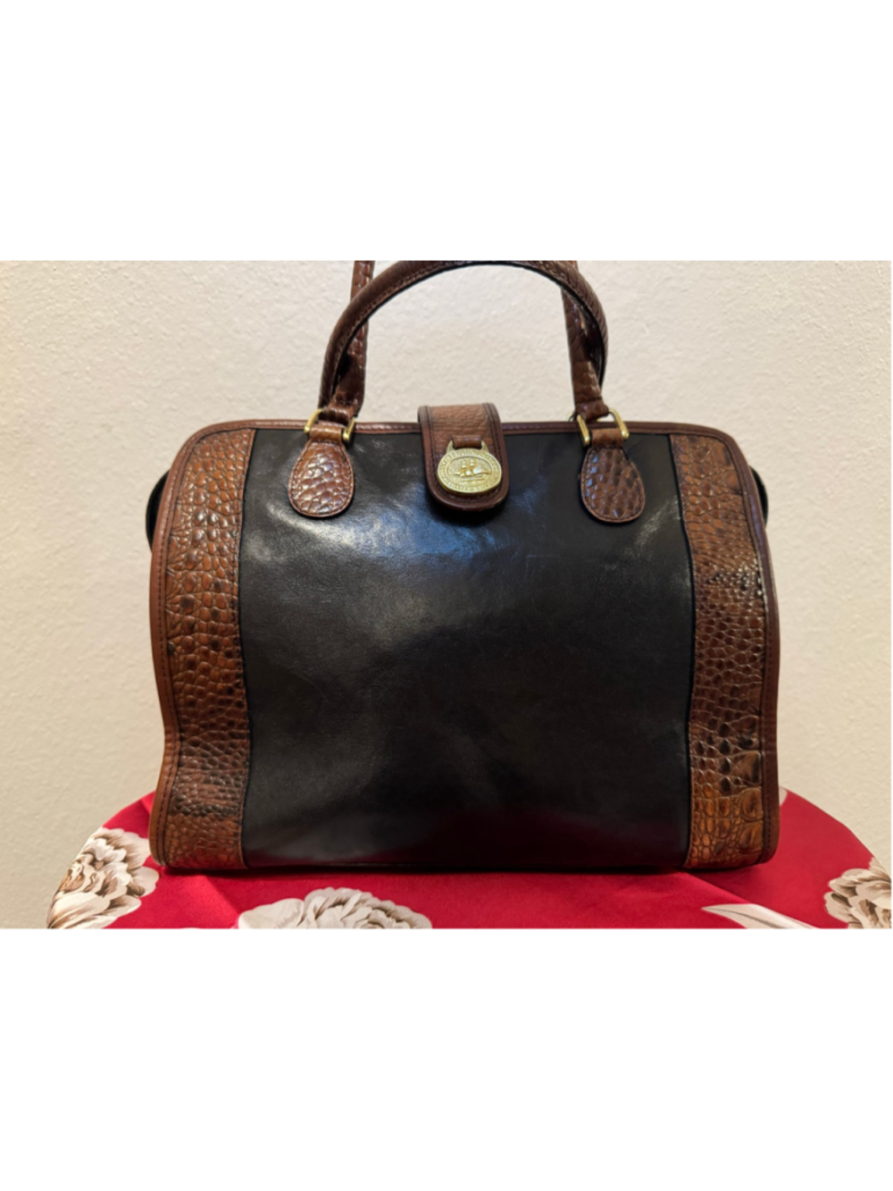 Brahmin Tuscan Collection Black Brown Croc leather satchel bag - Picture 13 of 13